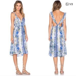 Tularosa | Willa sleeveless blue dress with eyelet ruffle sleeves NWOT